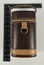 Vintage Mid-Century Glass Flask Pair With Leather Case