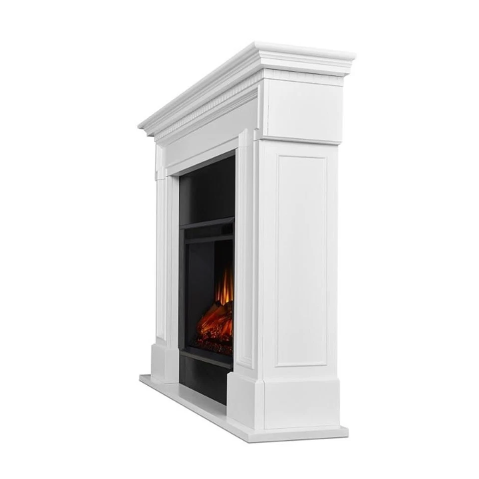 Chimenea Eléctrica Real Flame Thayer Estilo Amish Madera Maciza en Blanco Foto 4 de 4