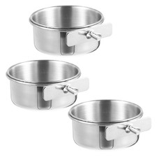 3 Pcs Bird Feeding Box Parrot Stainless Steel Dish Feeder inside Cage for