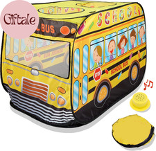 Musical School Bus Pop up Play Tent with 3 Openings - Tent for Toddlers - Indoor