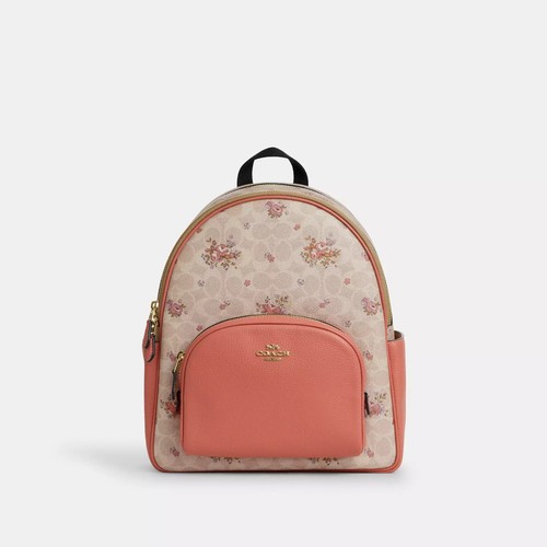 Mochila Coach CAS40 Court nueva con etiquetas en lona exclusiva con cuero estampado floral $450 - Imagen 6 de 16