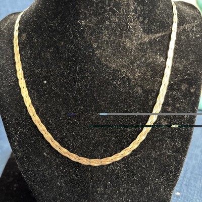 Italien AURAFINA 14k Gelbgold strukturierte dreifach geflochtene Serpentin Halskette - 5,2g