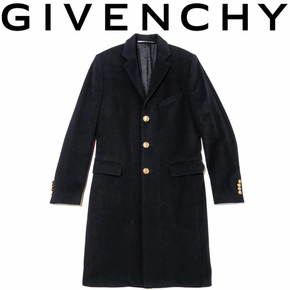 Cappotto Chester Givenchy Monogram Bottone Oro Lana Cashmere Nero 48 US