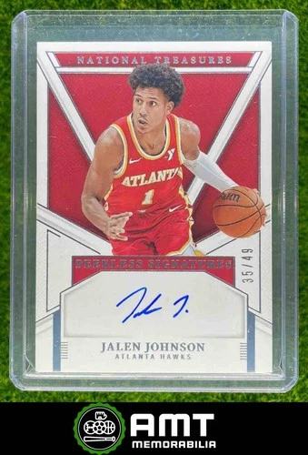 2024-25 Panini National Treasures PS-JAL Jalen Johnson Auto 35/49 Atlanta Hawks