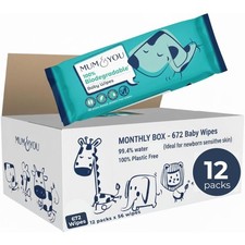 Mum & You Baby Wipes Multipack - 672 Biodegradable Wet Wipes (12 Packs) | 99....