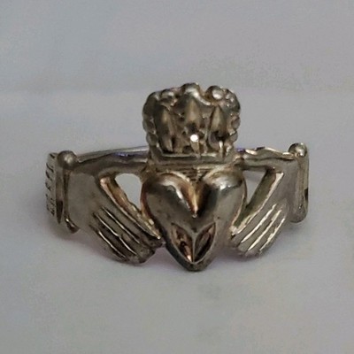 Claddagh Ring (Herz Hände Krone), 925 Sterling Silber, silberfarben, ohne Stein