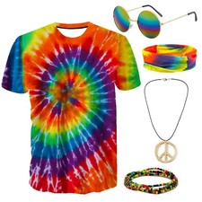Gionforsy Hippie Costume Outfit for Men Women 60s 70s XX-Large, Colorful