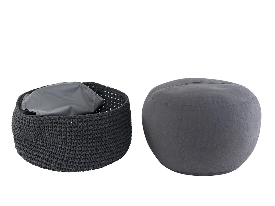 Sitzhocker Mohair Ø55 H37 grau , super nachhaltig, waschbar modern, CO2 Arm - Bild 4 von 4