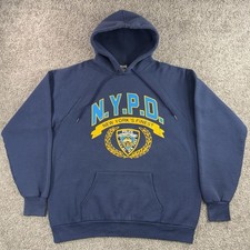 VINTAGE NYPD Hoodie Blue New York  s Finest USA 90s Y2K NYC Retro Police Men  s XL