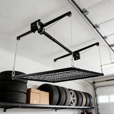 Overhead Garage Storage Rack Ceiling Mounted Storage Lift For Garage 4 ft X 4 ft