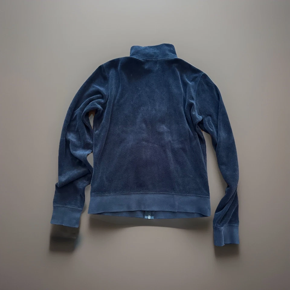 Vintage Juicy Black Couture Velour Track Jacket Top Women's Size Medium Zip - Image 4 of 4