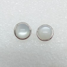 echter weißer Natur Mondstein Ohrringe Ohrstecker 925 Sterling Silber rhodiniert