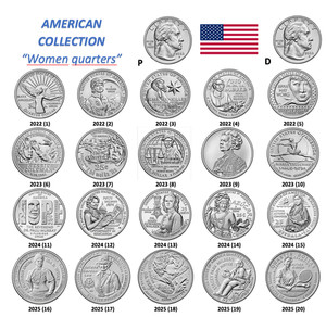 USA 🇺🇸 COLLEZIONE COMPLETA "WOMEN" 2022-2025 P e/o D 20 MONETE FDC da ROTOLINO