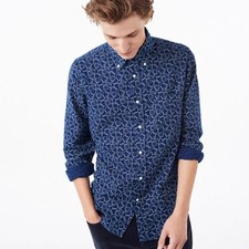 GANT RUGGER Men's Printed Indigo Oxford Shirt 342390 Size M 145 NWT