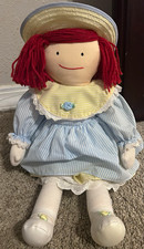 Eden Madeline Vintage Rag Doll Plush Cloth Doll 1990 17in Blue Dress Hat