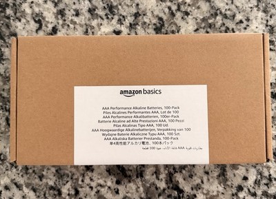 100 Amazon Basics AAA Alkaline High-Performance Batteries 1.5 Volt 10-Year Shelf