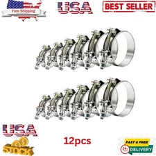 12 Pcs Hose Clamp Set, PEROMI T-bolt Radiator Heavy Duty Hose Clamps 6 Size 3/4