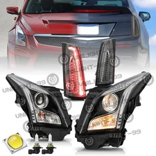 For 2013-2018 Cadillac ATS Black Clear Brake Lamps Tail Lights&Headlights LH+RH