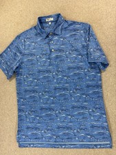 Peter Millar Seaside Performance Short Sleeve Polo Shirt Men's Medium Blue
