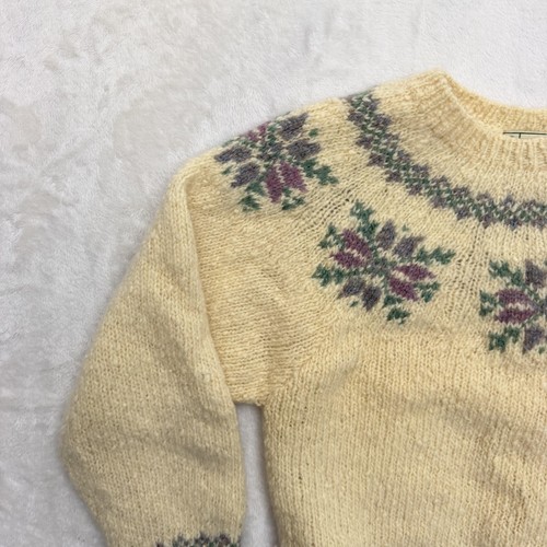 Vintage L.L. Bean Sweater Womens Medium White Wool Fair Isle Knit Hong Kong, Size M, $35 - Photo 6