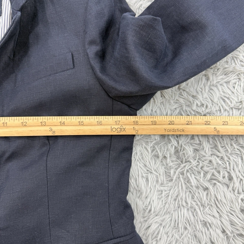 J Crew Linen Blazer Women's 8P Navy Regent Career Office Academia Preppy - Image 4 of 4