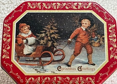 Christmas Tin Bristol Ware 1928 Jewelry Co. Vintage Victorian Style