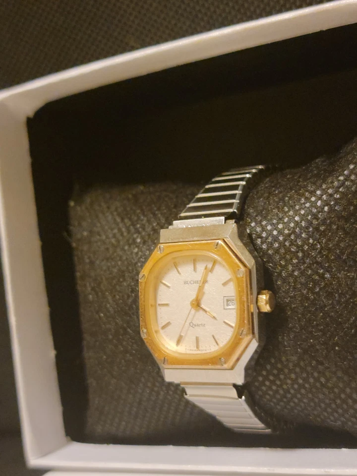 Vintage 1970s Bucherer Solid 14K Gold Bezel & Crown Swiss Made Ladies 24MM Watch - Image 2 of 4
