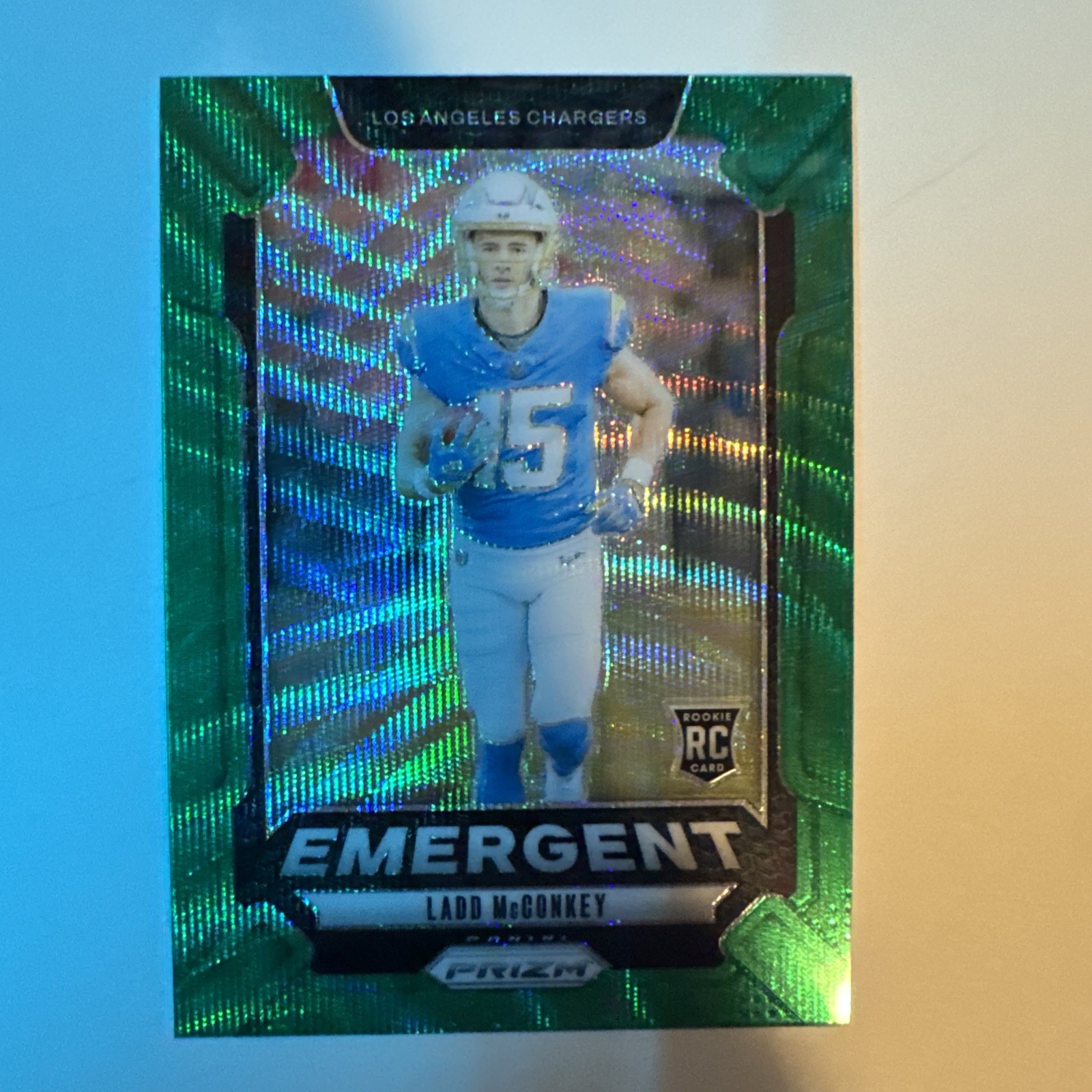 2024 Panini Prizm - Emergent Ladd McConkey #13 Green Wave Prizm (RC)