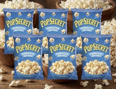 6 BAGS! NEW! Pop Secret Homestyle Sea Salt Popcorn, 5.5 oz, FREE SHIPPING!