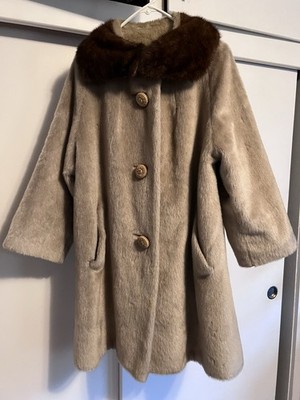 Vintage 60s Brazotta Sportowne faux fur coat with real mink collar single  owner