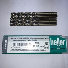 5 x Heller Cobalt HSS-Co DIN 338 RN 5.5mm Steel Metal Twist Drill Bit 990