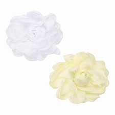 Large Fabric Flower Brooches Pins, 2Pcs Rose Flower Brooch, White/Beige