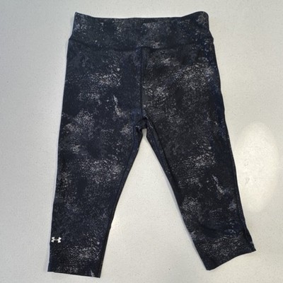 Under Armour HeatGear Compression Capri Leggings Black Gray LG/G/G
