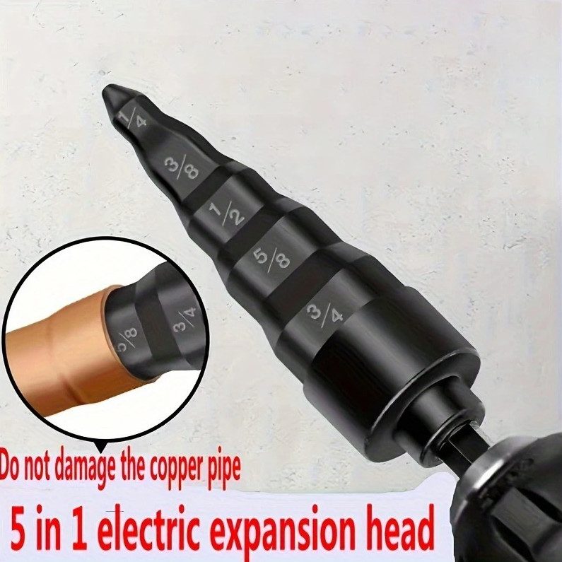 1pc Copper Pipe Expander 1/4-3/4in Hex Shank HVAC Tube Swaging Reamer Tool