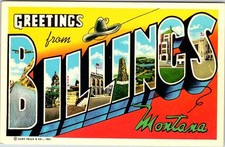 Postcard BIG LETTERS SCENE Billings Montana MT f/01 AK0021
