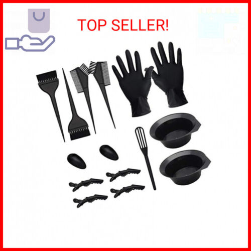 15 Pcs Hair Dye Coloring Kit, DIY Salon Tool - Hair Dyeing Bleaching Kit With Bo