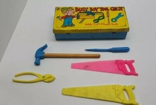 Vintage Busy Boy Tool Chest w/ 5 Soft Plastic Tools Toy Ohio Art Saw Screwdriver
