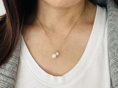 Two Double Pearl Gold Fill Necklace also in Rose Gold and Silver