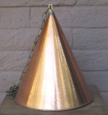 VINTAGE COPPER PENDANT CONE HANGING LAMP, 12.5 X 15 inches, ESTATE FIND