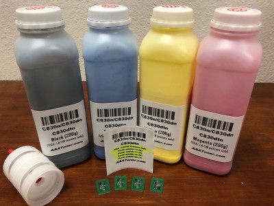 (200g x 4) Toner Refill for OKI C830n, C830dn, C830dtn + 4 Chip (USA, LATIN)