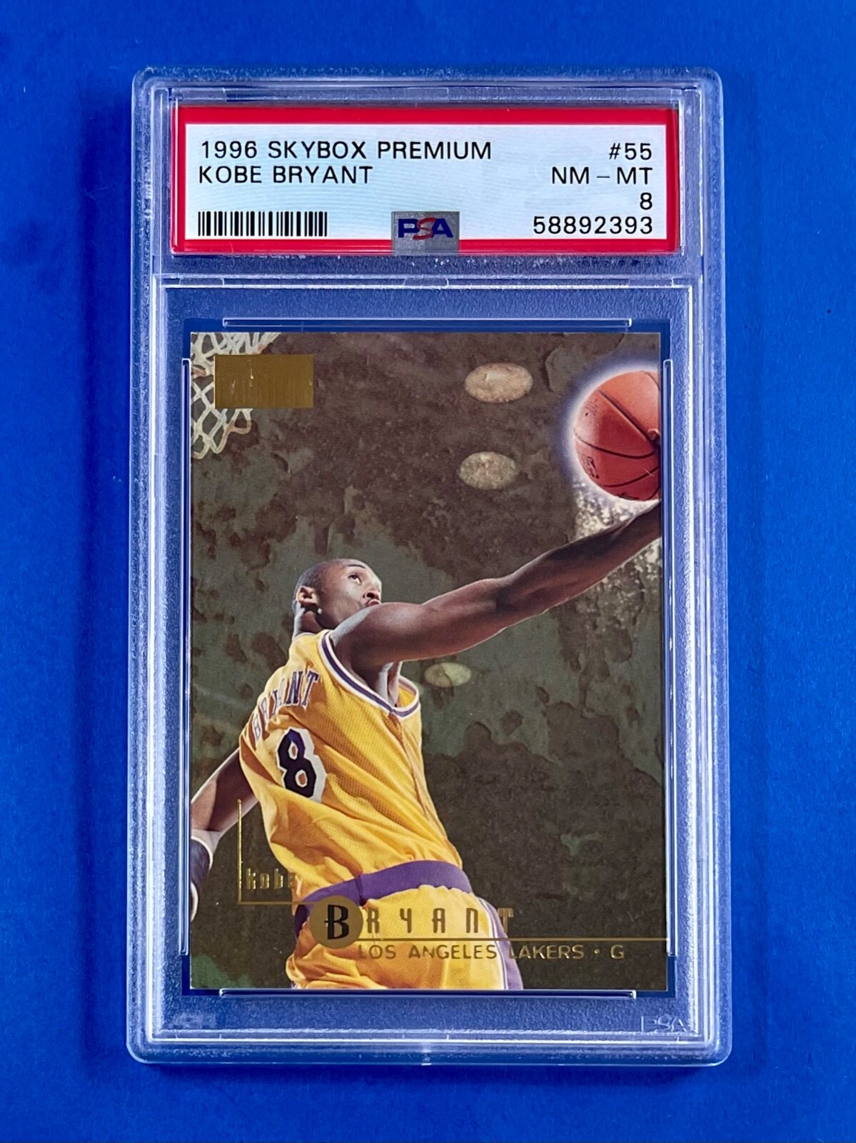 1996-97 Skybox Premium Kobe Bryant Rookie RC Card #55 PSA 8 NM-MINT Lakers