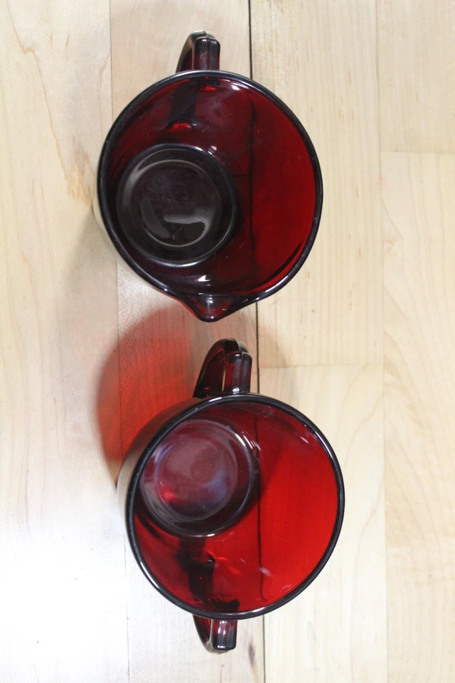 Vintage Glass Cream and Sugar Set Sets Ruby Red Creamer - Image 2 of 4