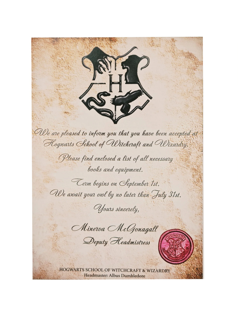 Hogwarts Acceptance Letter Supply List