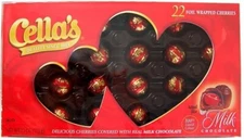 Cella's 22-Foil Wrapped Cherries ~ Milk Chocolate Covered Cherries ~ Heart Box