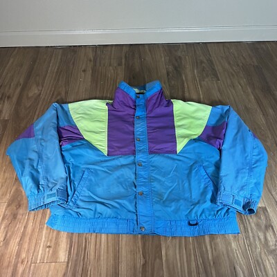 Vintage Sub Zero Jacket Mens Large Color Block Windbreaker Bomber  