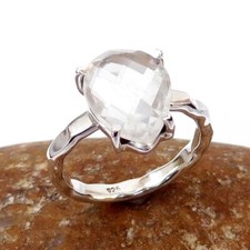 Natural Clear quartz Ring, 925 Sterling Silver Crystal Quartz Rings-CR029