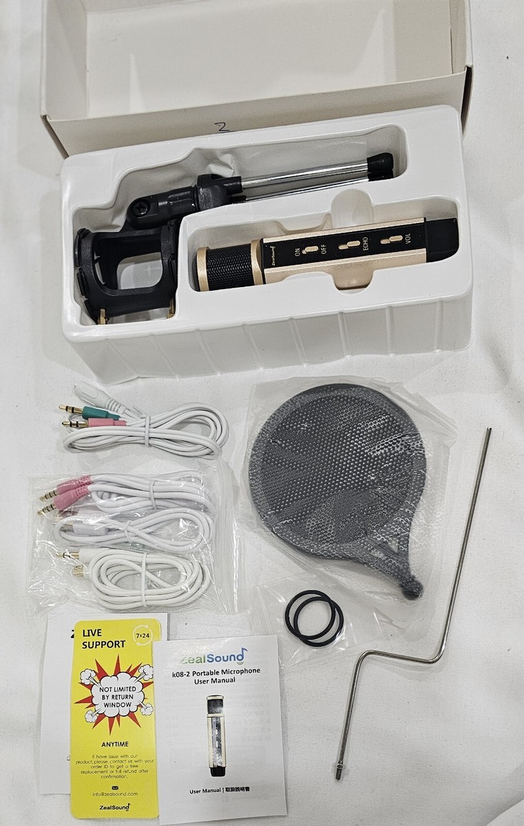 ZealSound k08-2 Portable Condenser Microphone w/ Stand, Pop Filter