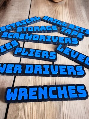 Personalized Toolbox Magnetic Labels (10 Pack)   3D Printed Tool Drawer Organize