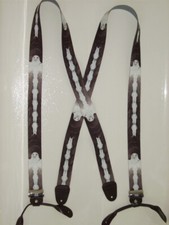 Men's Suspenders - WLEG Eagle Leather Button, X Style, 1-1/2", USA Made