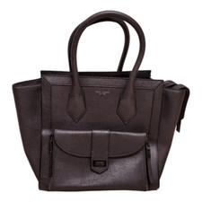 HENRI BENDEL "Rivington" Large Metallic Pewter Leather Tote